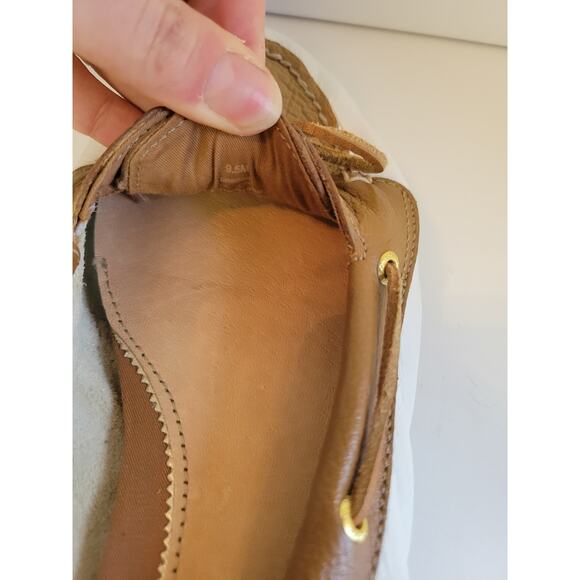 Women's Sperry Top Sider White Leather and Khaki Slip On Boat Shoes US 9.5M - Picture 8 of 8